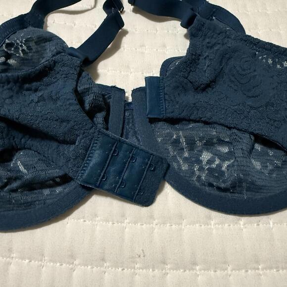 Wacoal Teal Blue Deep Sea 34DD Halo Lace Unlined Bra Wire 851205 Convertible - Picture 6 of 11